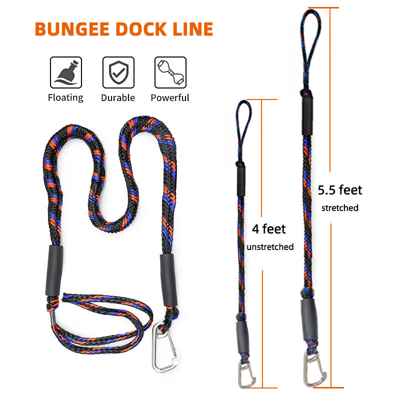 Custom Length Shock Absorb Anchor Rope Bungee Dock Line with Stainless Steel Clip factory