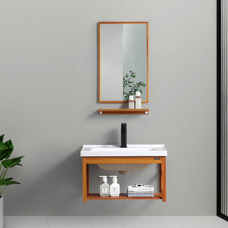 Wall Mounted Bathroom Vanity with Smart LED Mirror Cabinet Sintered Stone Vanity Top Integrated Sink details