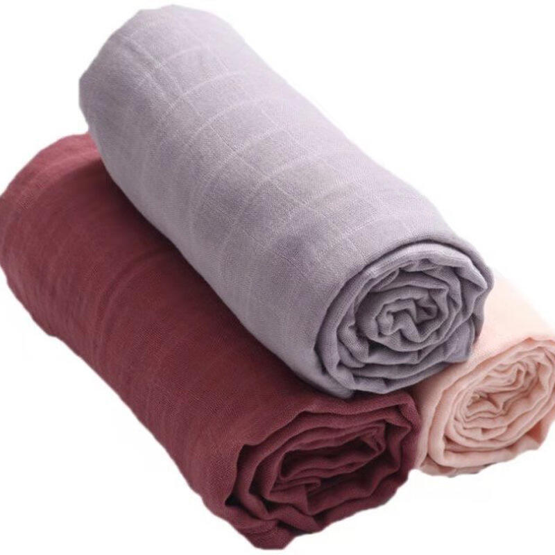 Organic Newborn Solid Bamboo Cotton Baby Blanket Multi-use Baby Muslin Swaddle manufacture