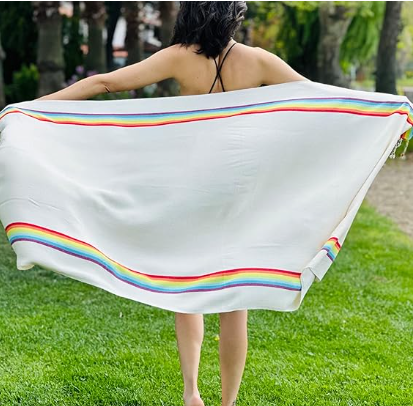 QK Rainbow Colorful Style Custom Logo 100% Cotton Quick Dry Hamaman Turkish Beach Bath Towel Manufacturers OEM & ODM Supported details