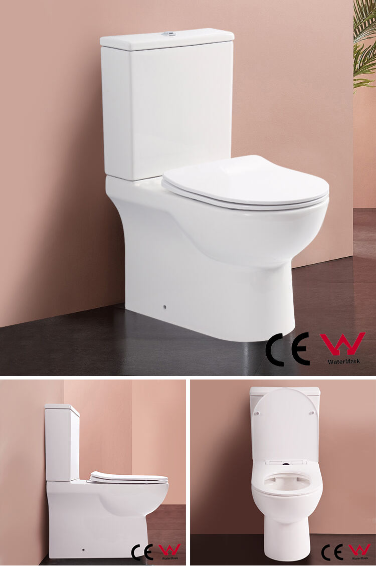 hot sale bathroom Ceramic Watermark double flush commode rimless design square two piece toilet for the high definition manufacture