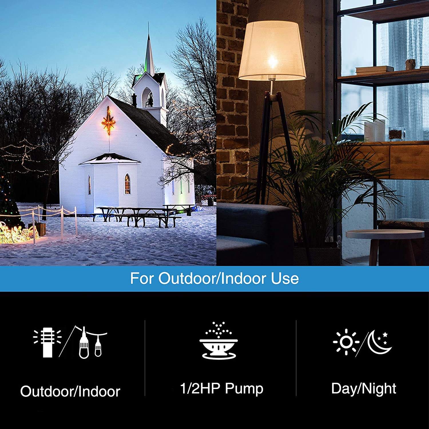 Countdown Timer Photocell Function 2 US Socket Outlets for Outdoor Christmas Lighting Holiday Patio Decorating details