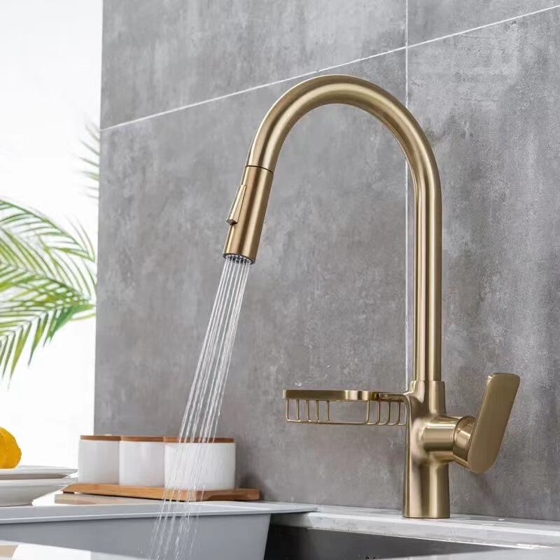 Modern Hot Healthy Sink Mixer Pull Down Brushed  Gun  Metal Kitchen Faucet Pull Mixer Sink Tap manufacture