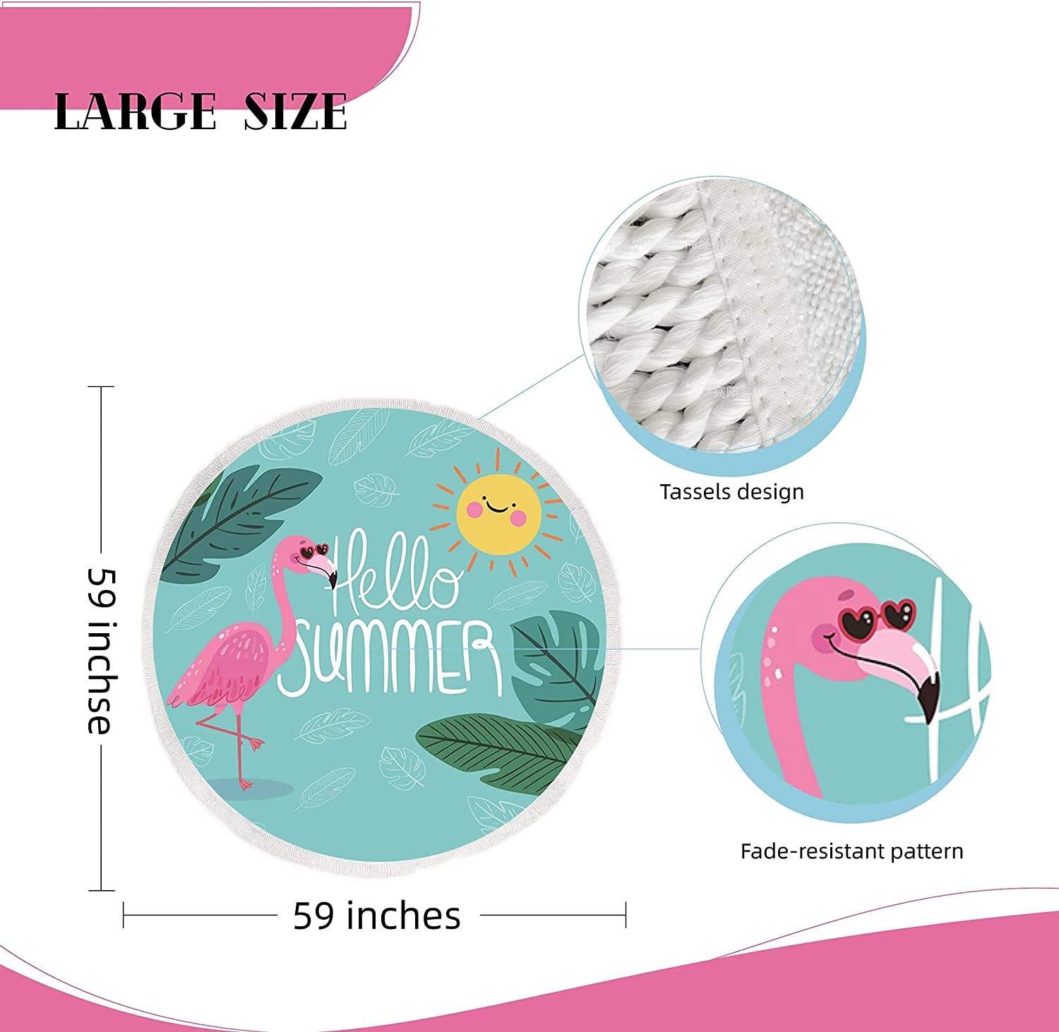 Skin-friendly Sand Free 100% Microfiber Beach Towel  Quick Dry  Print Design Tassel Round Big Beach Towel factory