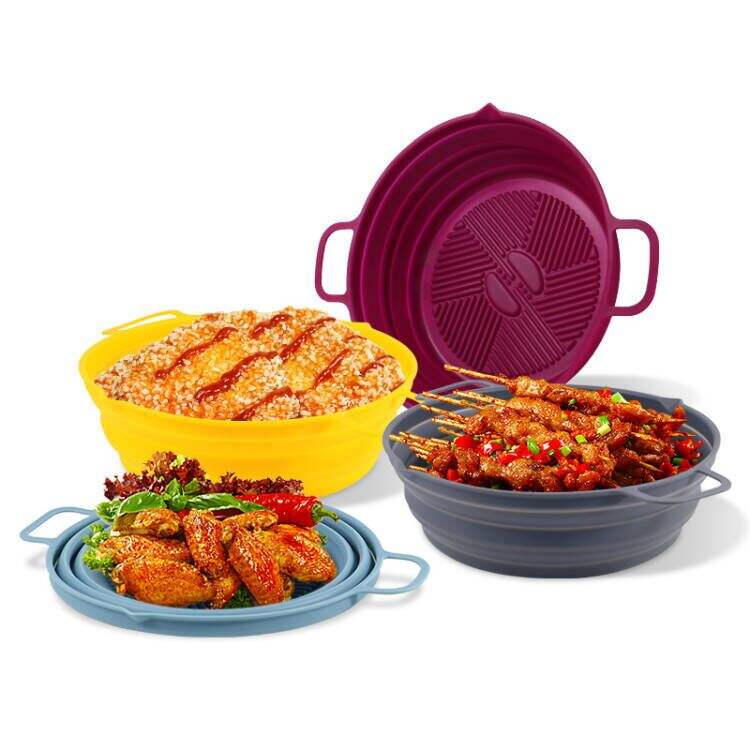 7.5 Inch Heat-resistant Foldable Round Silicone Air Fryer Liners Pot