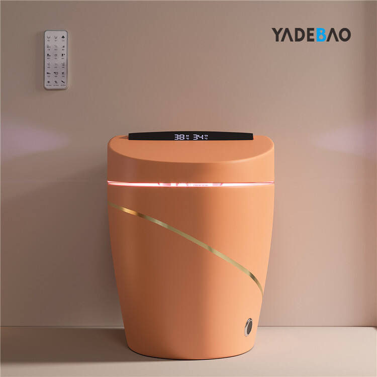 Floor Mounted Ceramic Automatic Toilet Bowl Bathroom Water Closet Orange Gold Smart Toilet Intelligent Wc Toilet manufacture