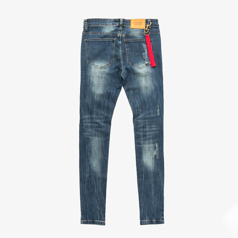 DiZNEW Wholesale Skinny Jeans Ripped Broken Wash Denim men's Pants factory