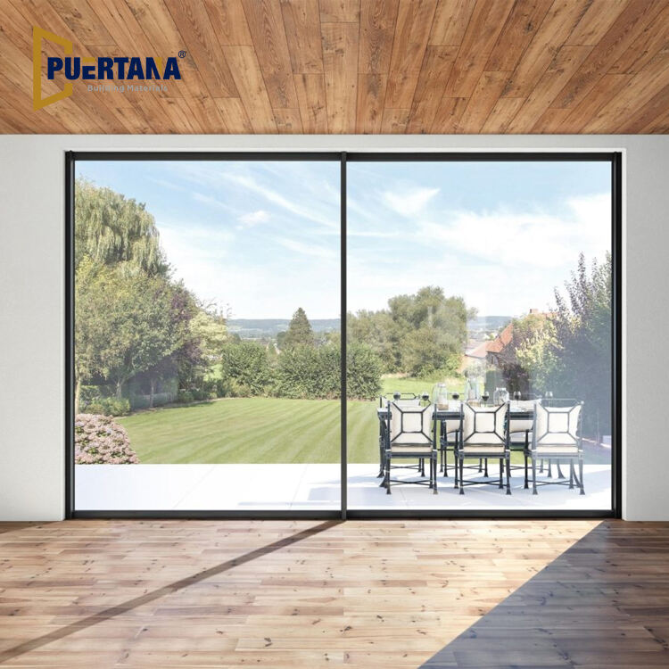 Minimalist Exterior Thermal Break Aluminum Skyview Slimline Sliding Patio Door Ultra Slim Frame Aluminium Sliding Glass Doors