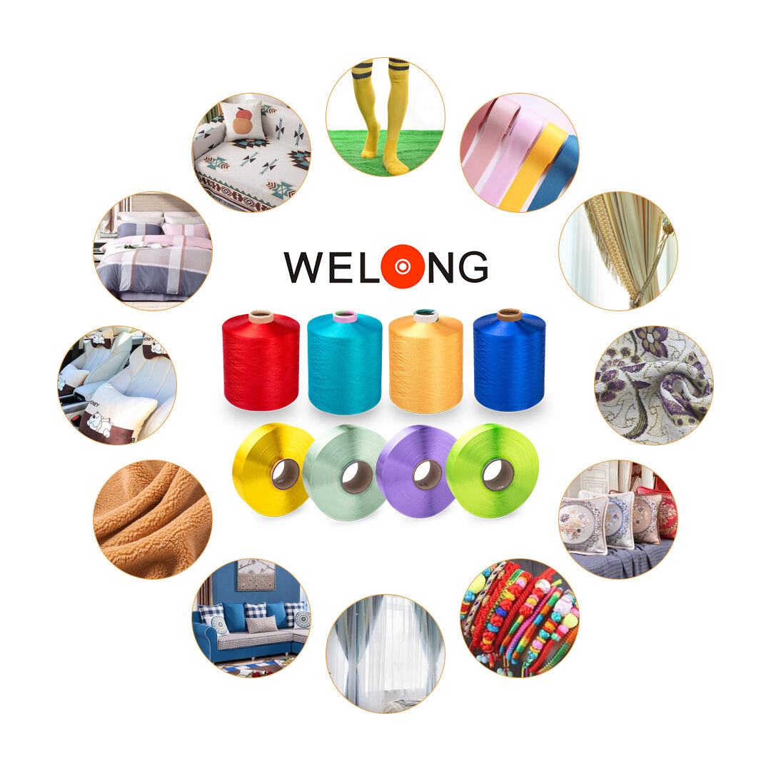 Welong Polyester DTY Yarn Dope Dyed Color A Grade 100% Polyester Filament Yarn manufacture