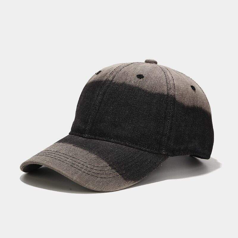 Washed denim spliced baseball cap