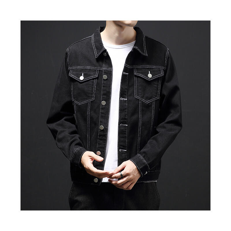 High Quality Cotton Denim Jacket Custom Men'S Long Sleeve Jacket Plus Size University Jeans Denim Jacket Coats For Man details