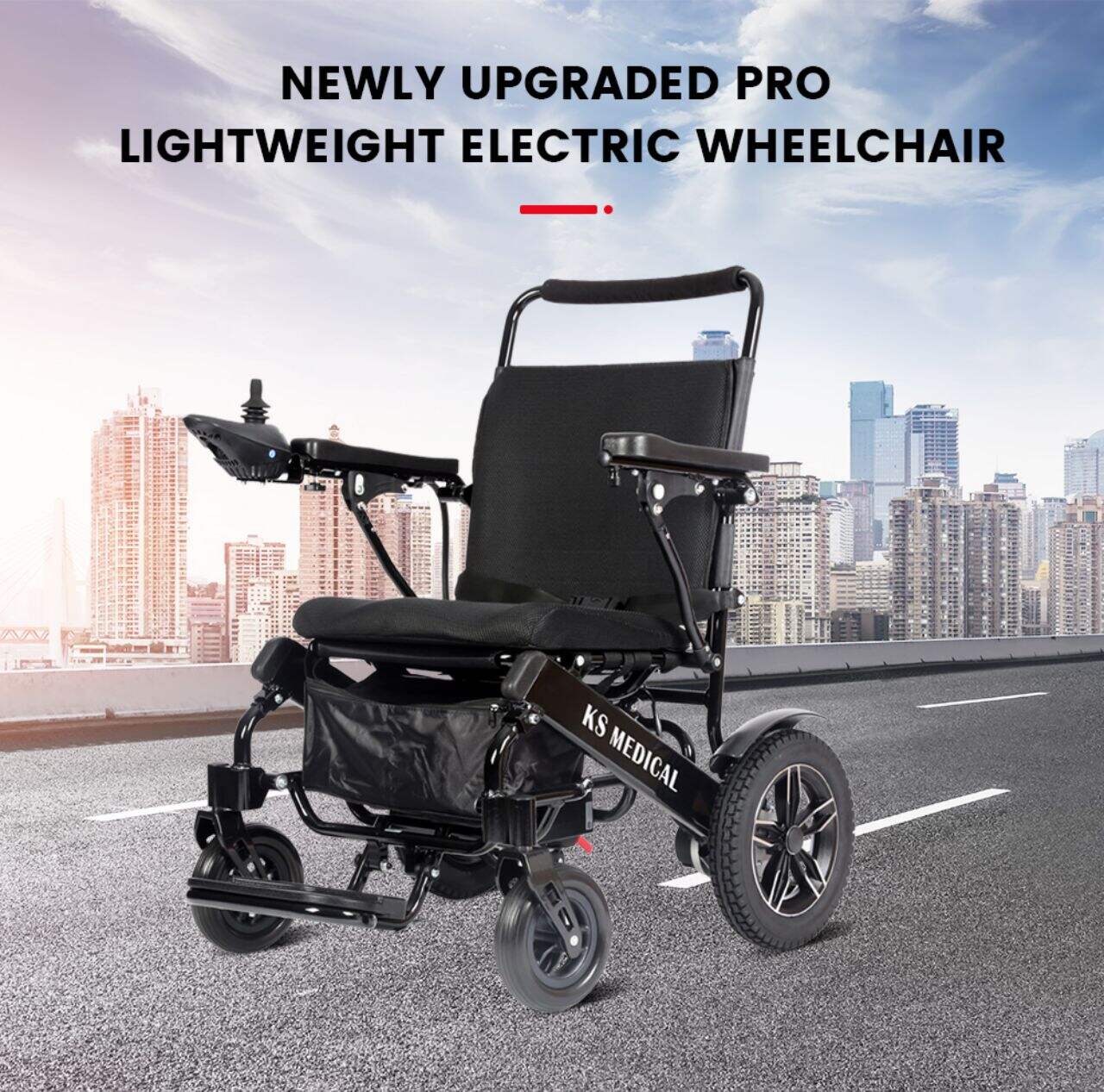 601 Motorized wheelchair lightweight portable travel wheelchair with shopping bag cheap foldable electric wheelchair for elderly manufacture