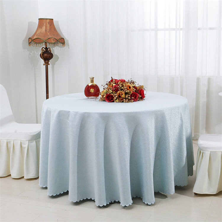 Luxury custom low price table cover printed logo polyester round table cover cloths details