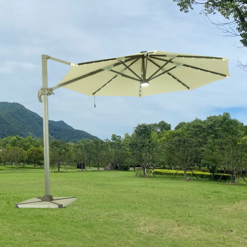 Great Price 3.35M Beautiful Outdoor Table Market Umbrella Beach single top round roman support sun uparasol with cross base details