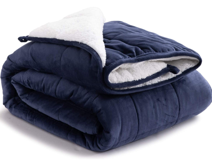 Soft Heavy Blanket with Premium Glass Beads Sherpa Fleece Weighted Blanket Polyester Comforter