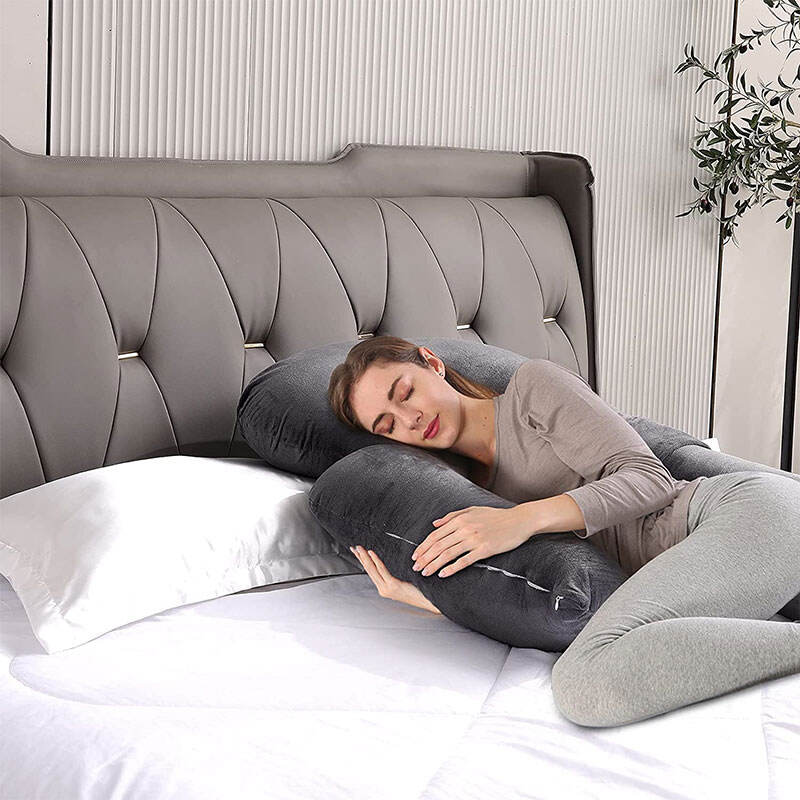 Wholesale Velvet Sleeping Support H-Shaped Women full body pregnancy pillow for mom hugging pillow factory