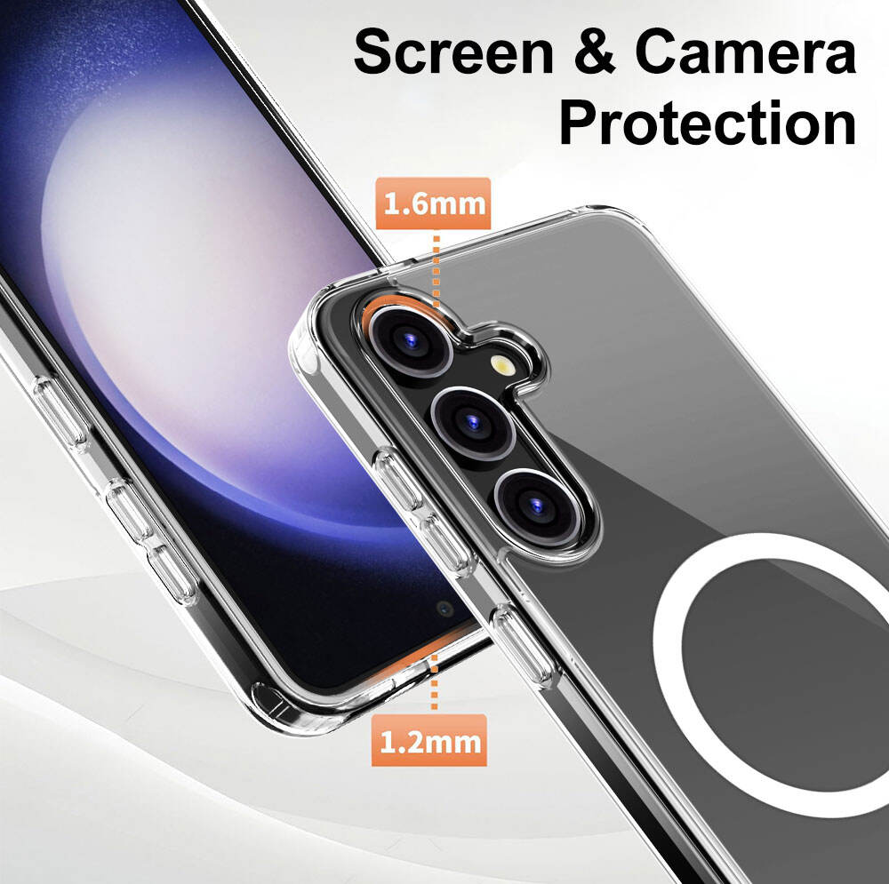 Laudtec SJK271 Precision Hole Magnetic Ring Cover Tpu Pc Clear Phone Case For Samsung Galaxy S24+ S24 Fe S23+ S23 S22 Ultra 5G supplier