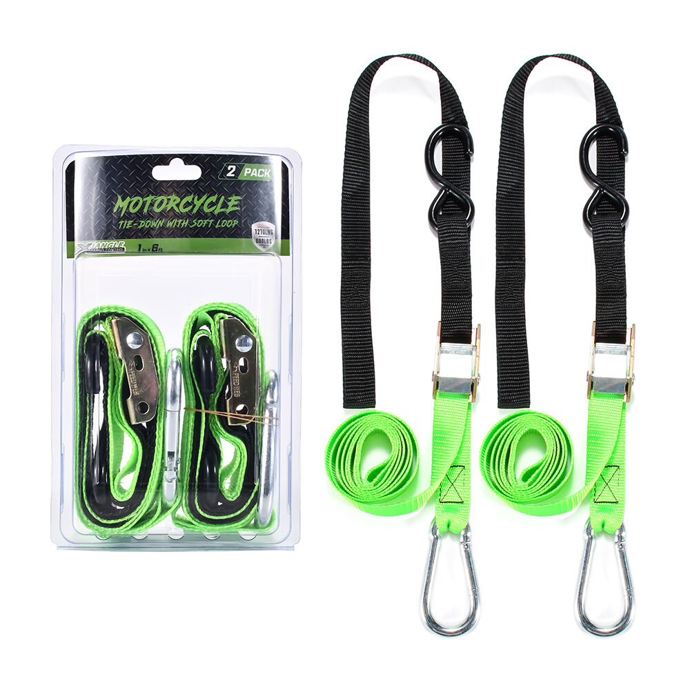 2pk 1 inch motorcycle tie down strap with carabiner hook factory