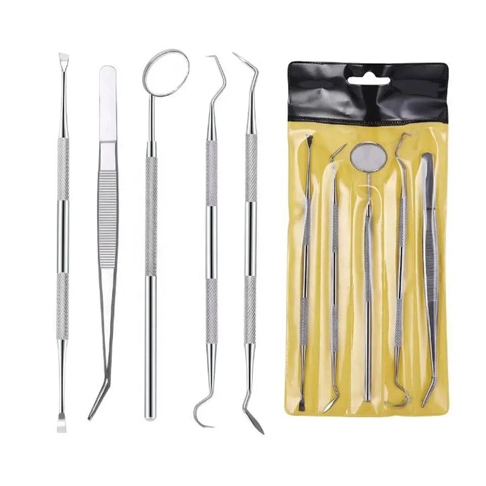 5 PCS Set Dental Teeth Scaler Kit Loupes Mirror Sickle Scaler Teeth Pick Spatula Equipment Oral Care Tooth Cleaning Kit details