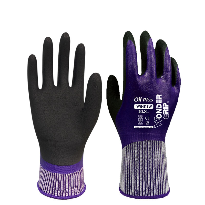 Durable oil-proof work gloves WG-528L Oil Guard  nylon nitrile rubber work gloves manufacture