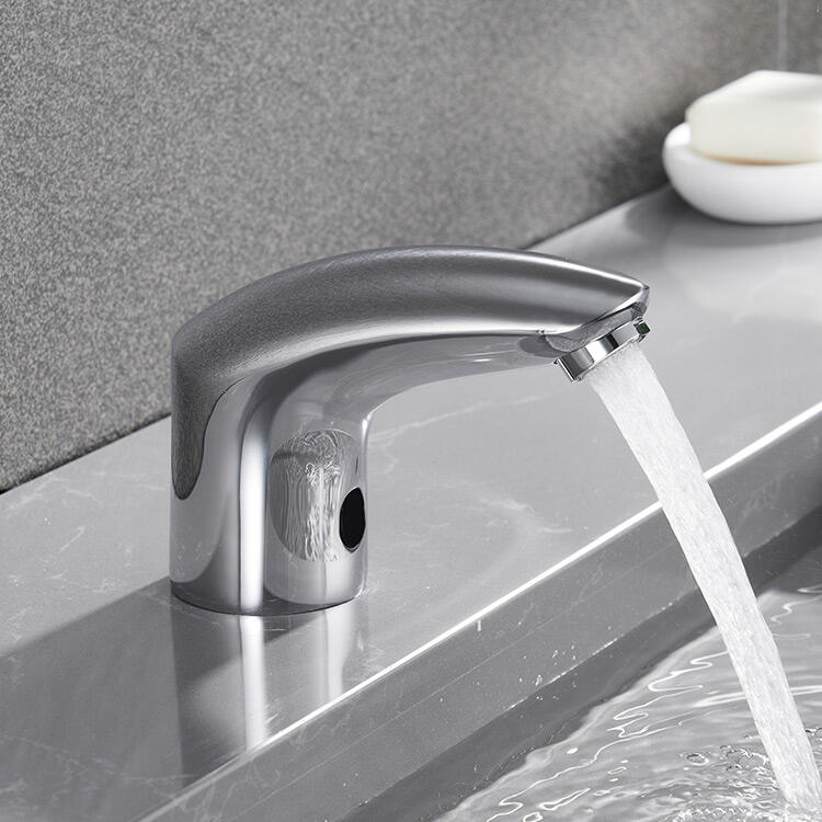 Bathroom Brass Faucet Chrome Sensor Automatic Touchless Bathroom Basin Sink Faucet Water Taps manufacture