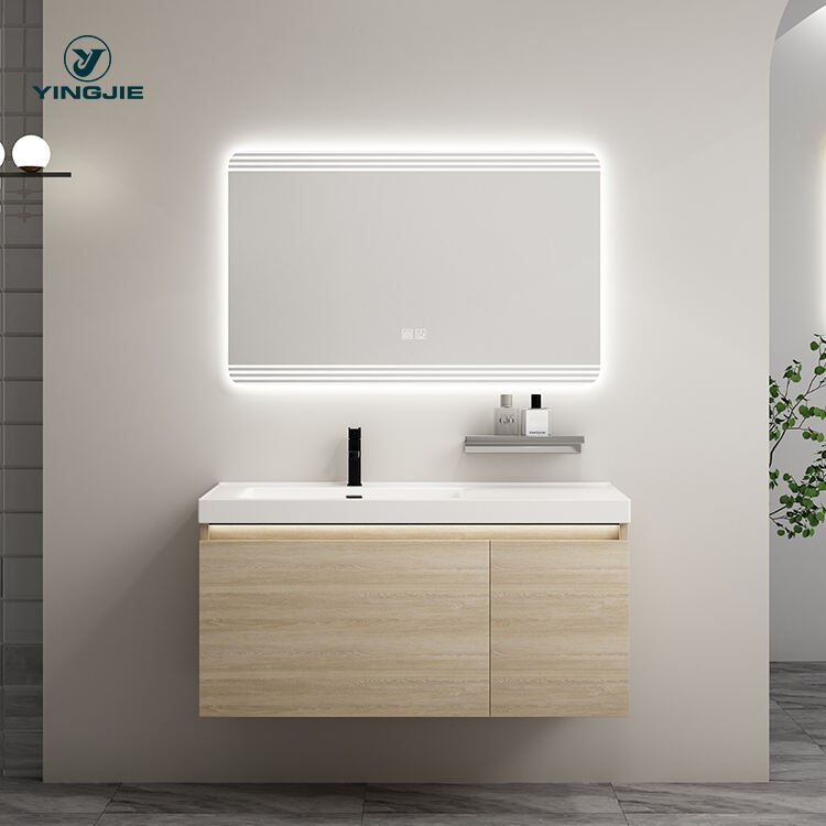 fancy modern wall bathroom vanity cabinet with smart led mirror supplier