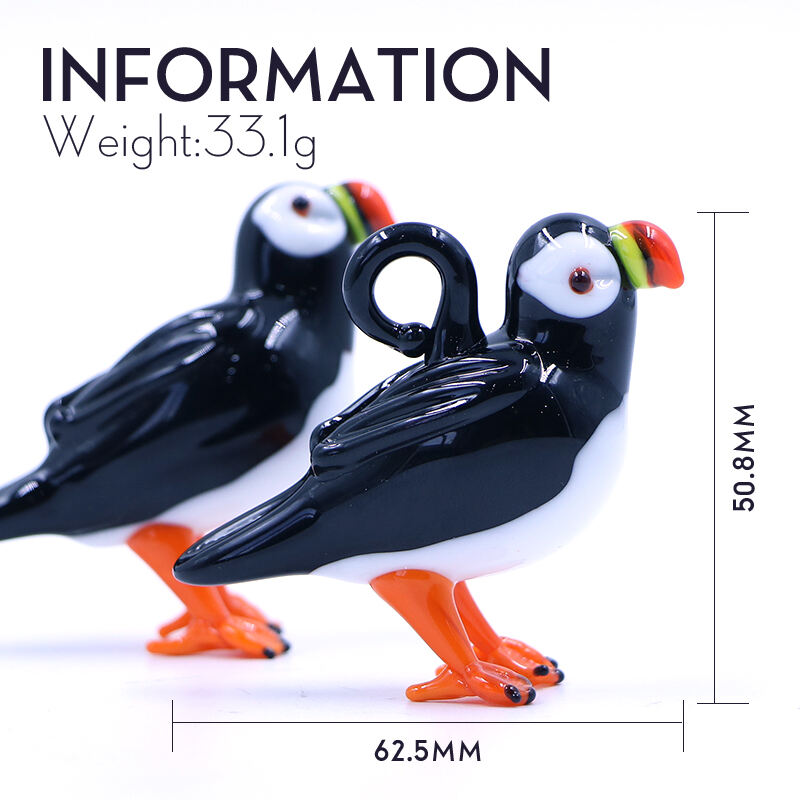 High Quality Handmade Murano Animal Glass Bird Puffin Figurine Ornament details