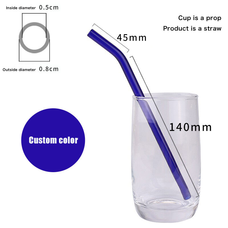 Eco Friendly Reusable Borosilicate Pink Glass Straw With Charm reusable glass straw factory