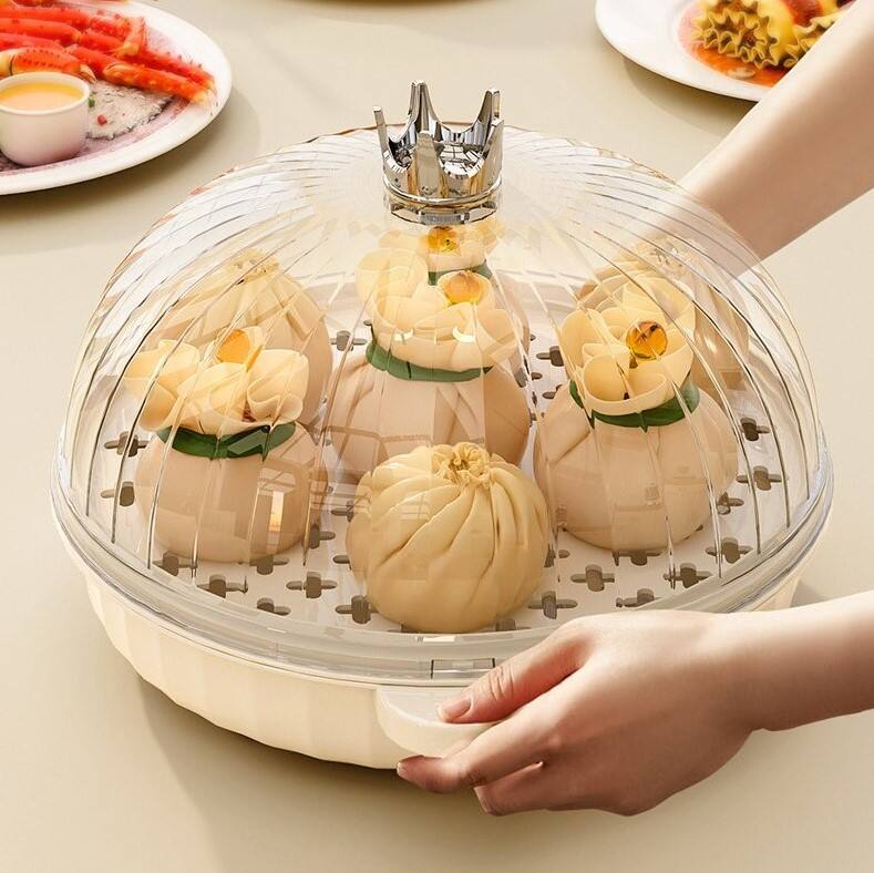 4 Layers Plastic warm keeper can keep cooked food warm Dish Insulation food cover Plastic multi-layer plate storage cover details