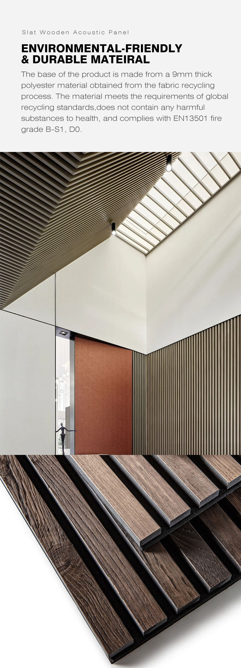 Interior Door Indoor Design Acoustic Wood Wall Panel slatted sound proof acoustic panel factory