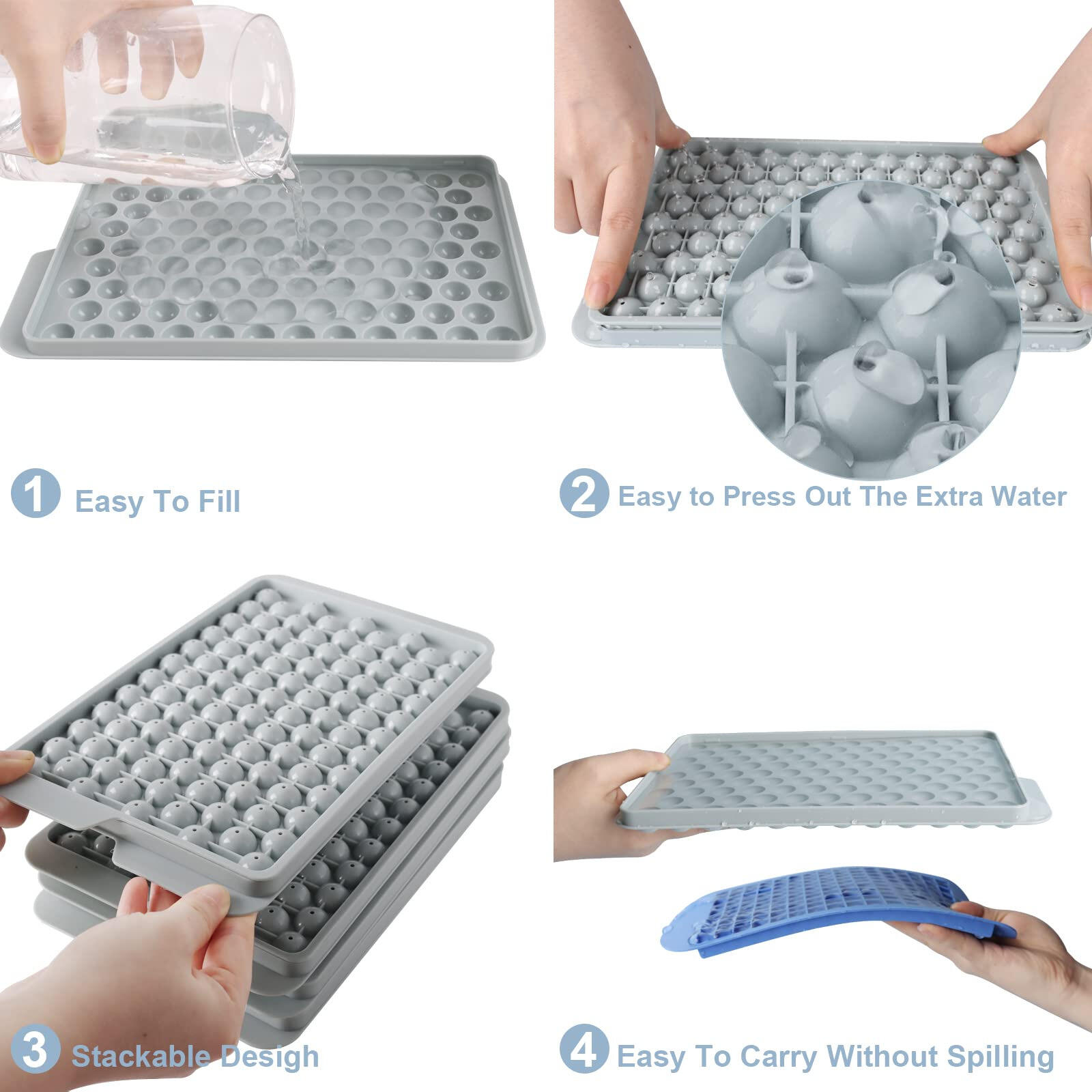 Small Silicone Ice Cube Tray with Lid and Box 104 round Ice Tray for Ice Cream Makers supplier