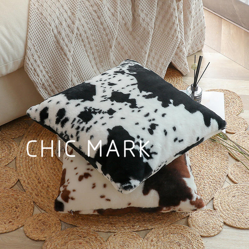 Wholesale cow patterned animal leopard plush pillows blankets car cushions factory