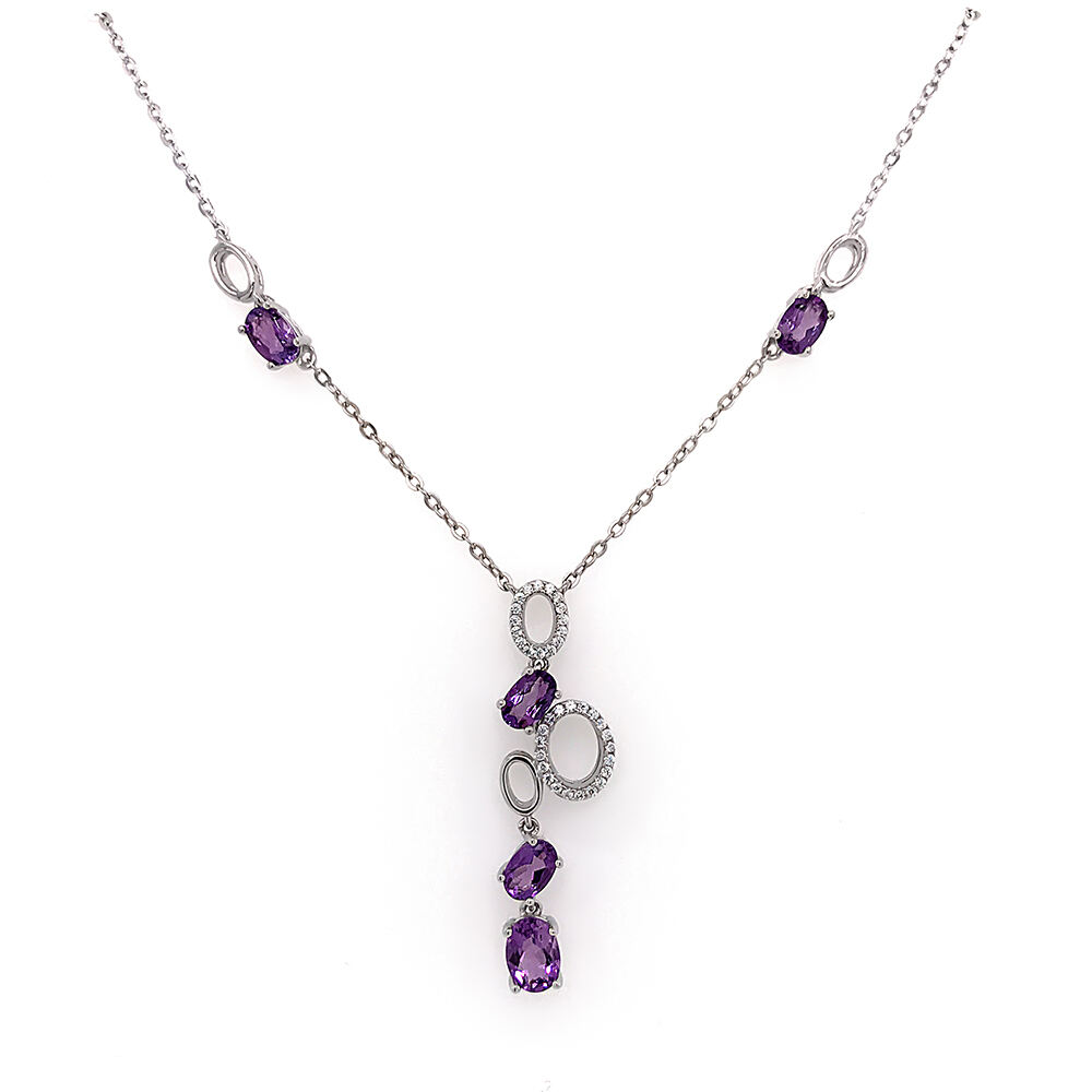 Wholesale 2020 New Design Oval Gemstone Jewelry Necklace Bracelet and Bangle Purple Jewelry Set