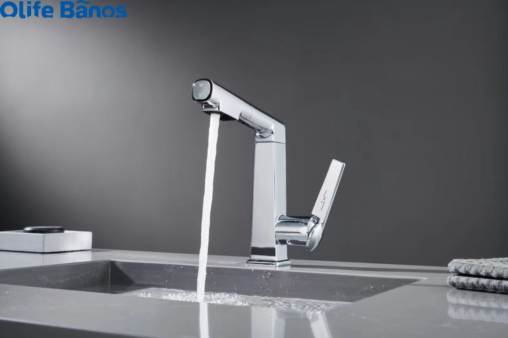 High Quality Gunmetal White Chrome  Brass Pull Out  Press Water Water-saving Deck Mounted  Bathroom Faucet details