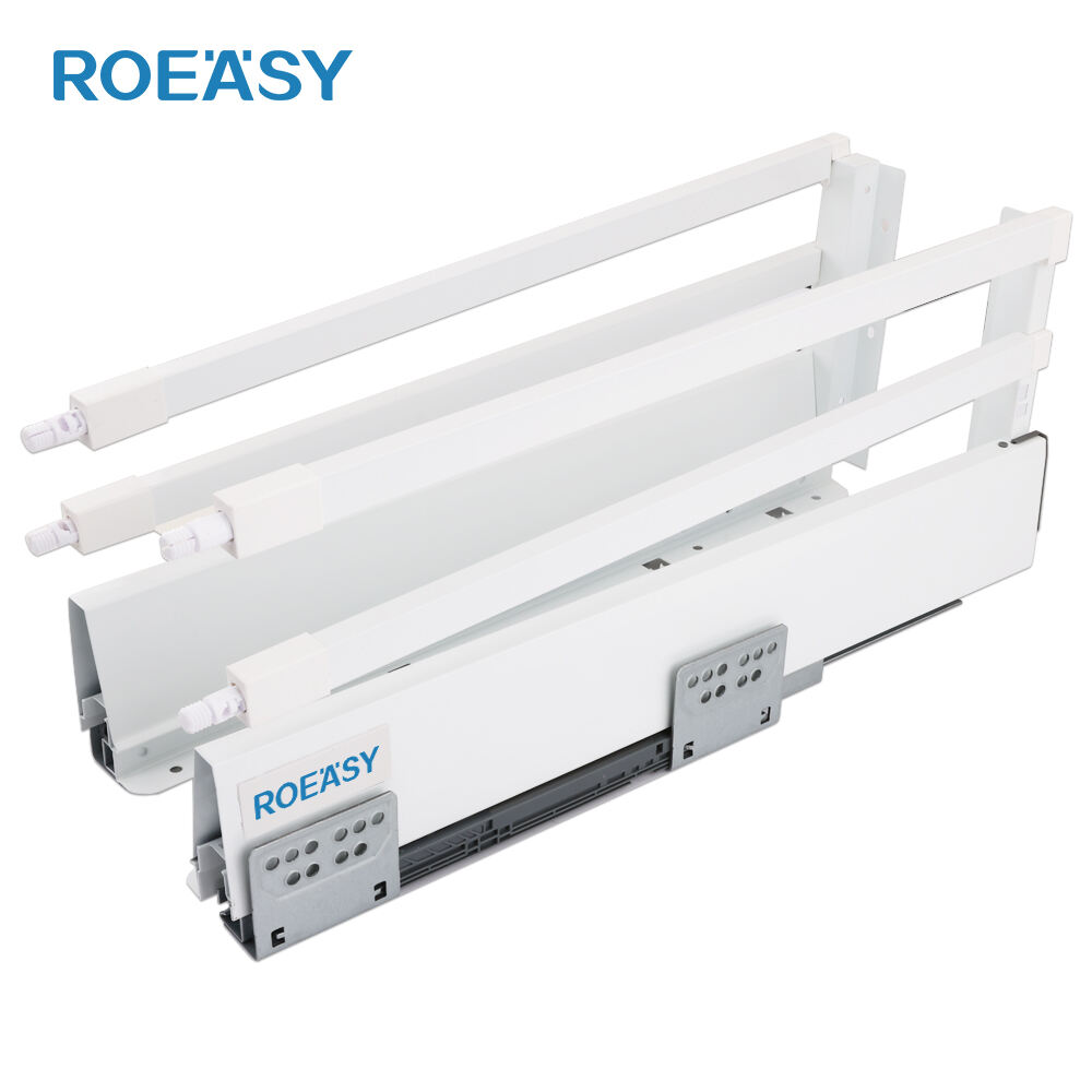 ROEASY TD-197B-II Ferragens para móveis Sistema de gavetas para armários de cozinha Caixa de gaveta de metal resistente com fechamento suave ou abertura por pressão