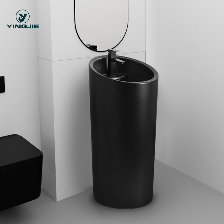 new design artistic High Quality customization pattern Easy Clean floor mounted pedestal wash basin