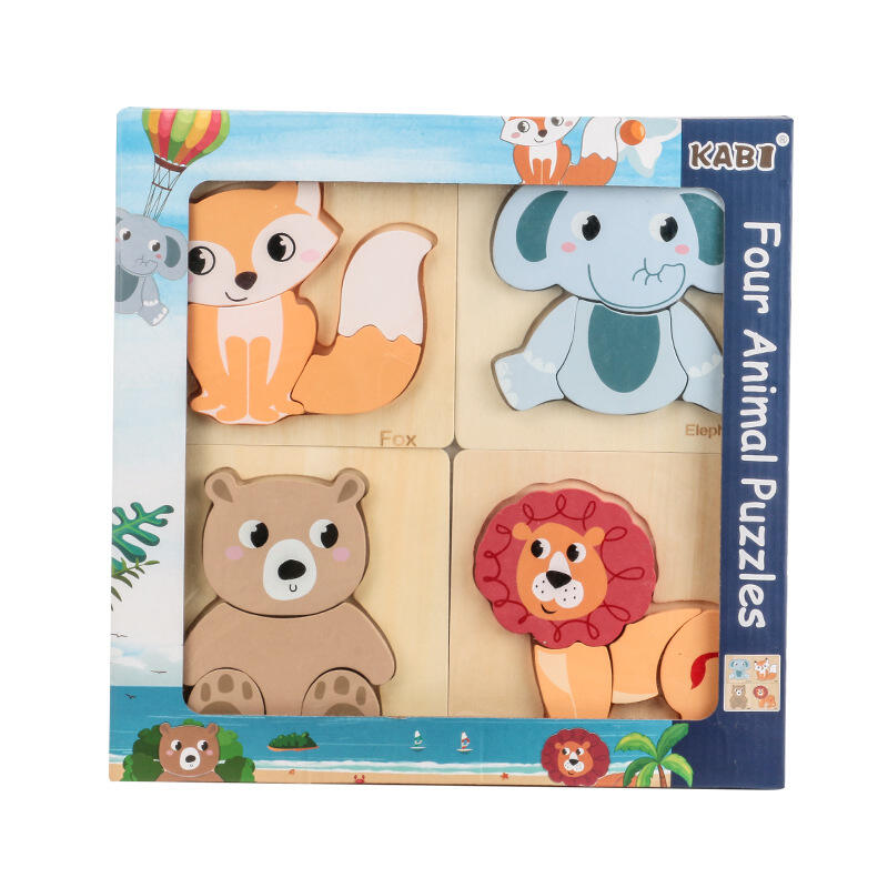 Mainan Jigsaw Puzzle 3D Kayu Anak-anak Kustom untuk Anak-anak Kartun Hewan Kendaraan Puzzle Balita Kayu untuk Detail Mainan Anak-anak