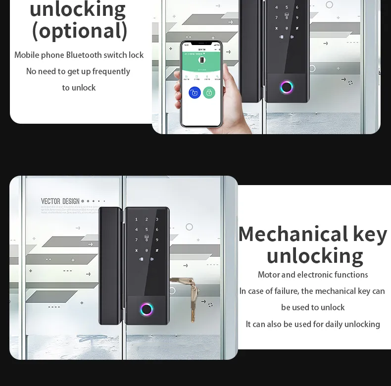 Factory Price Without Replacing Keyless Entry Door Gate Wifi Glass Smart Lock manufacture