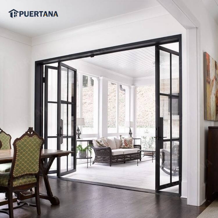 Room Partition Glass Wall Internal Steel Look Aluminium Bifold Door Indoor Interior Aluminum Folding Glass Doors