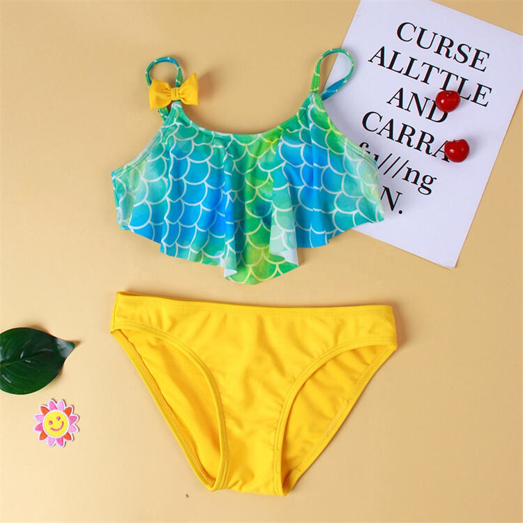 2 Piece Ruffles Halter Bikini Sets Swimwear For Kids factory