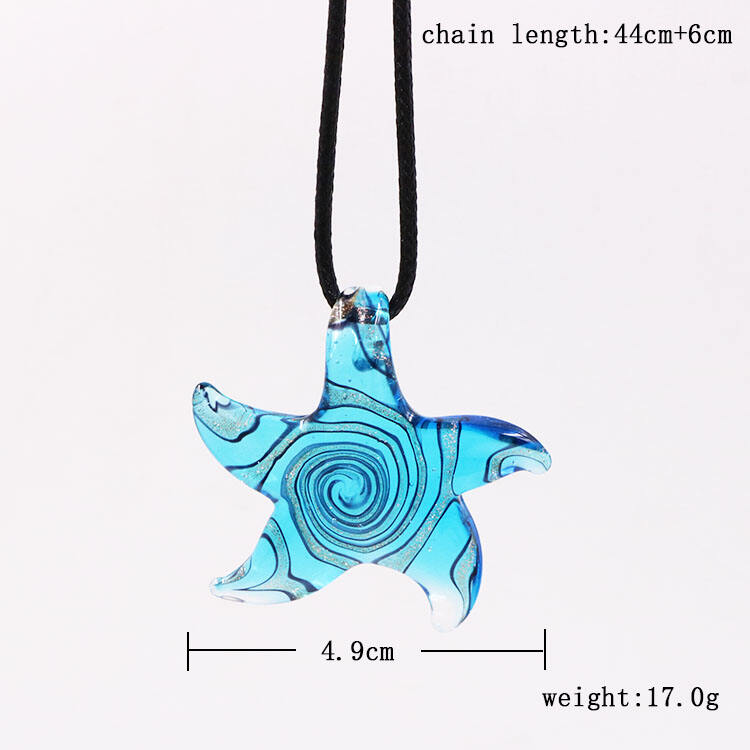 New Arrival Murano Lampwork Handmade Art Glass Starfish Pendant Necklace for Jewelry Making supplier