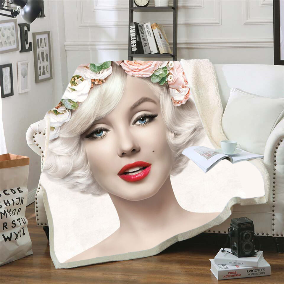 Marilyn Monroe 3d printed sherpa fleece blanket for Beds Hiking Picnic Thick Quilt supplier