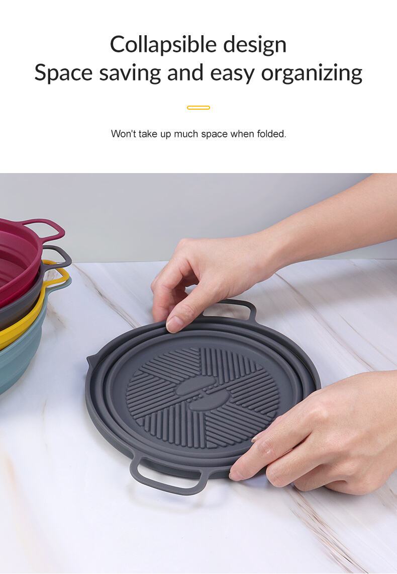 7.5 Inch Heat-resistant Foldable Round Silicone Air Fryer Liners Pot details