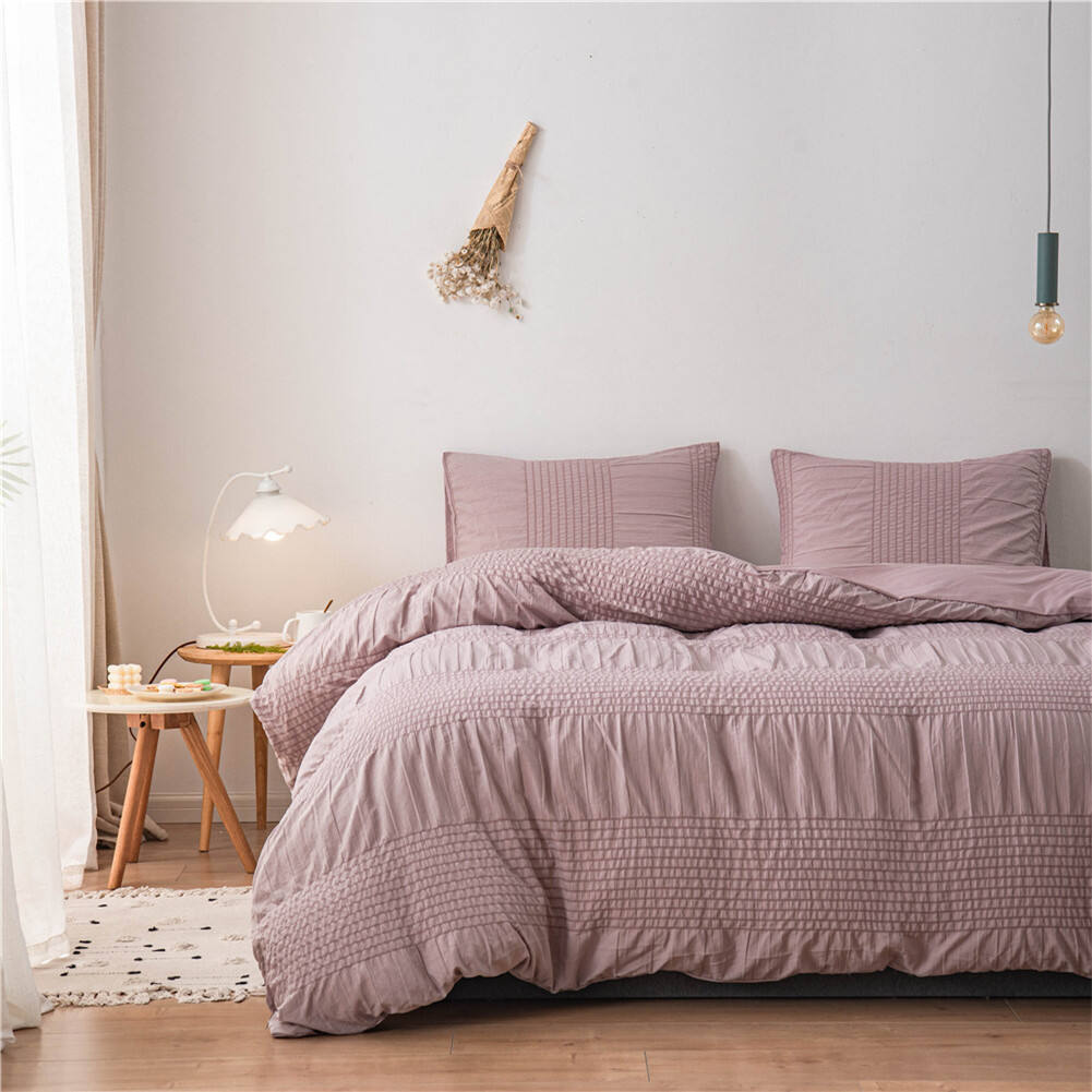 Best Quality polyester luxury seersucker bedding set bedsheet quilt duvet cover bedding set factory