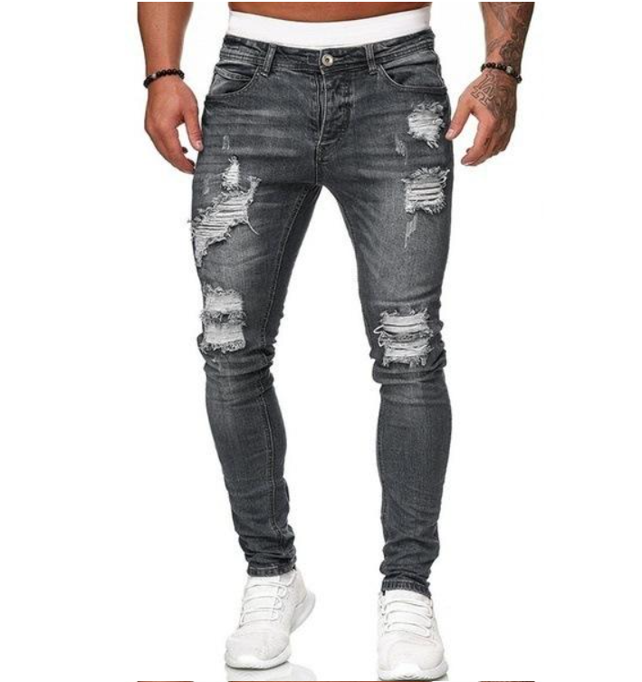 Hip Hop Streetwear Skinny Ripped Trousers supplier