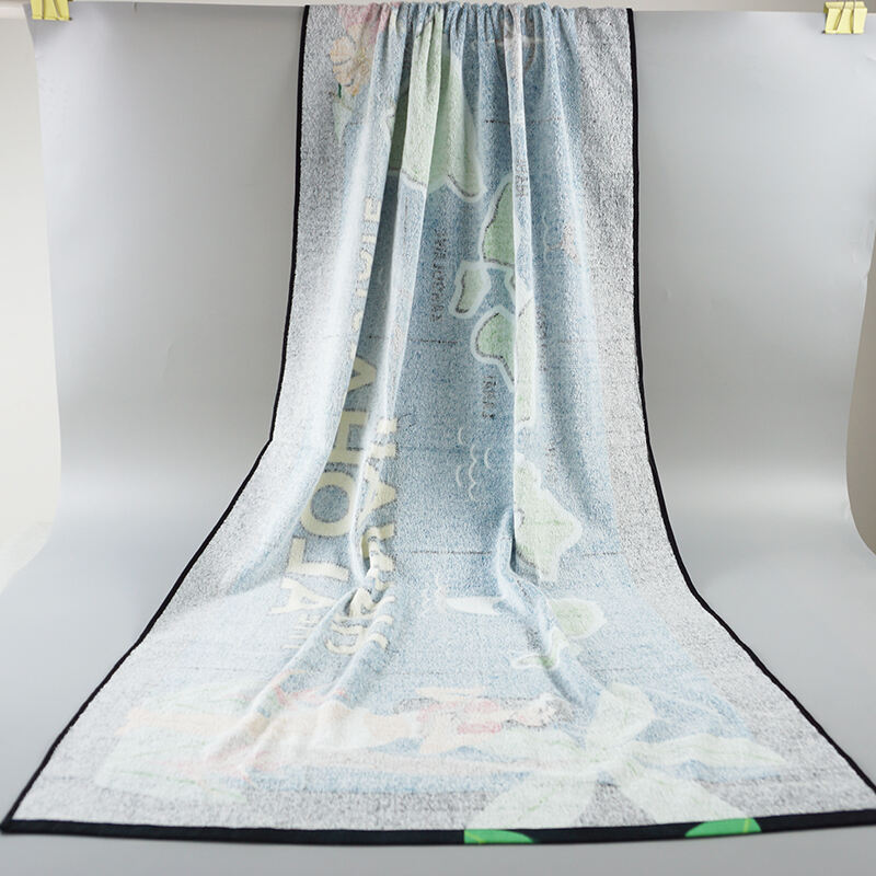 Eco friendly towel 100 cotton cabana beach towel dimensions 75*150cm custom logo velour fabric supplier