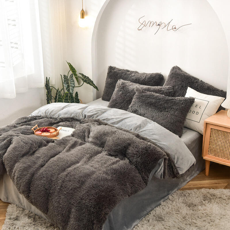 Deluxe Plush Shaggy super Soft and comfortable Fluffy bedding set Fluffy duvet luxury deep pile