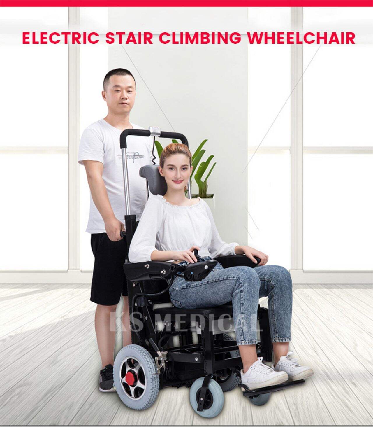 KSM- 302B Hot Sale Factory Wholesale Electric Powered Stair Climbing Chair Wheelchair Price With Track Electric Open and Close supplier