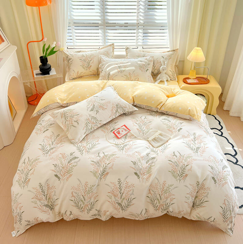 Printed bed four-piece sheet set cotton wholesale small fresh popular stylish sleep aid queen bed sheets