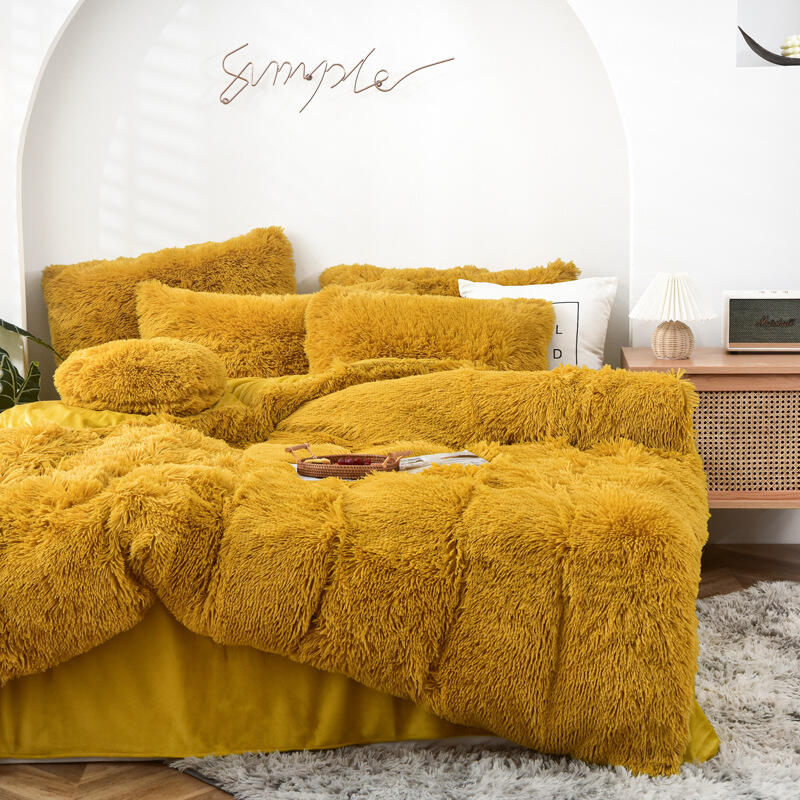 Luxury Plush Shaggy Ultra Soft Crystal Velvet Fluffy bedding set Fluffy bed sets supplier